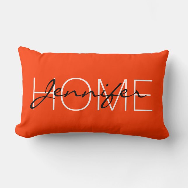 Coquelicot colour home monogram lumbar cushion (Front)