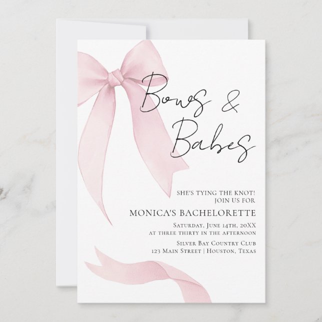 Coquete pink bow Bachelorette Party Invitation (Front)