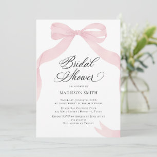 Coquete pink bow Bridal Shower invitation