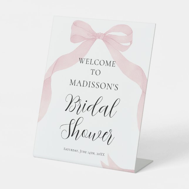 Coquete pink bow Bridal Shower Welcome sign (Front)