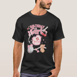 Coquette 11th Birthday Girl Bow Pink Cherries Tedd T-Shirt