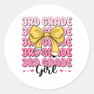 Coquette 3rd Grade First Day Of Back To School Gir Classic Round Sticker