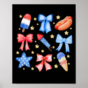 Coquette 4th Of July Blue Red Bows Stars Poster