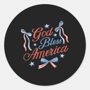 Coquette 4th Of July God Bless America Patriotic C Classic Round Sticker