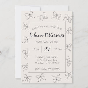Coquette Aesthetic Black Bow Cute Feminine Party Invitation