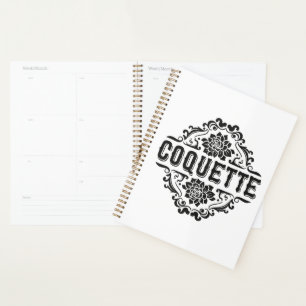 Coquette aesthetic black vintage light academia planner