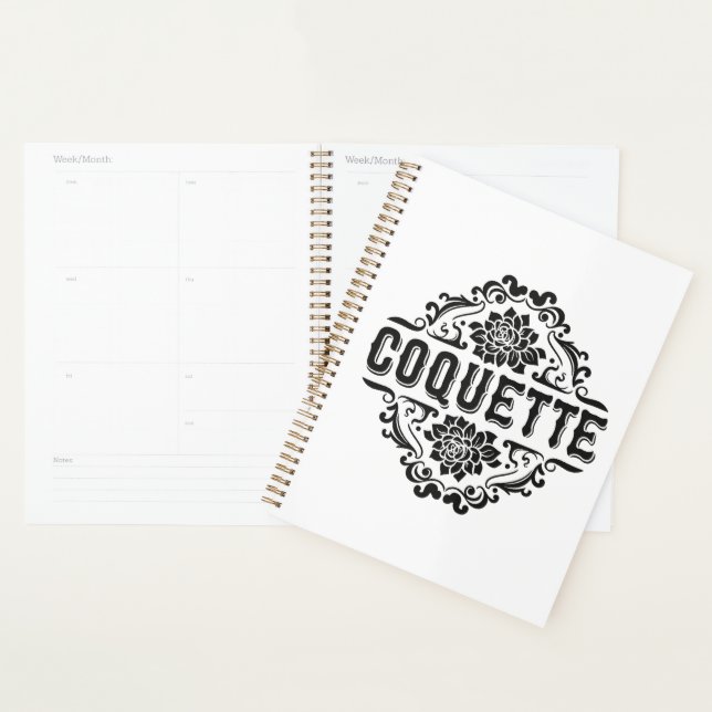 Coquette aesthetic black vintage light academia planner (Display)