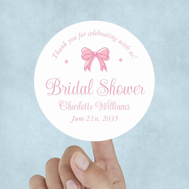 Coquette Aesthetic Bow Bridal Shower Thank You Classic Round Sticker (Coquette Aesthetic Bow Bridal Shower Thank You Classic Round Sticker
)