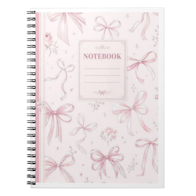 Coquette Aesthetic Brown Polka Dot Pink Cupid Spir Notebook (Front)