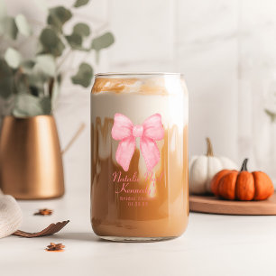 Coquette Aesthetic Cute Pink Bow Personalised Can Glass