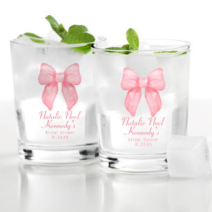 Coquette Aesthetic Cute Pink Bow Personalised Whiskey Glass