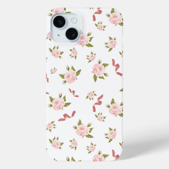 Coquette Aesthetic Feminine Floral Ribbon Pattern Case-Mate iPhone Case (Back)