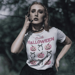 Coquette Aesthetic illustrative Pumpkin and Bow T-Shirt