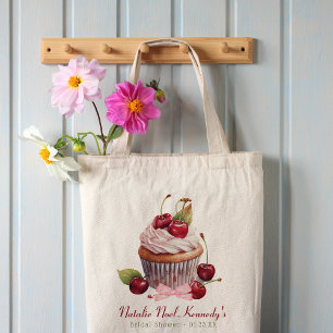 Coquette Aesthetic Pink Bow Cherry Cake Fancy Girl Tote Bag