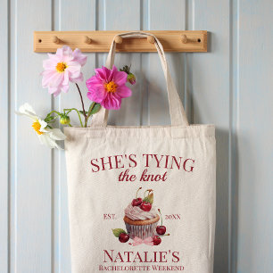 Coquette Aesthetic Pink Bow Cherry Cake Fancy Girl Tote Bag