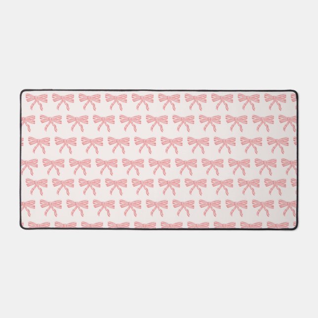 Coquette aesthetic pink bow desk mat (Front)