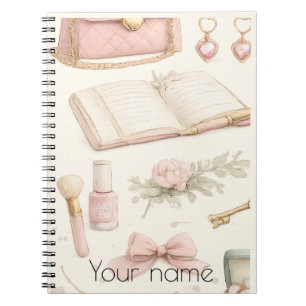 Coquette Aesthetic Pink Bow Makeup Personalized No Notebook