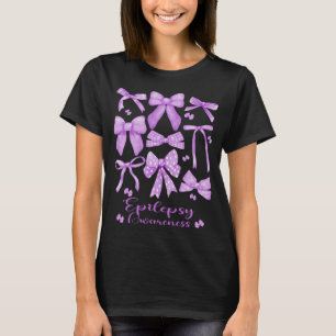 Coquette Aesthetic Purple Bow Epilepsy T-Shirt