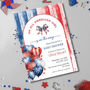 Coquette All American Girl 4th July Baby Shower Invitation