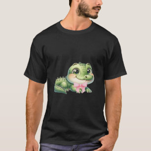 Coquette Alligator Crocodile Bow Simple Pink Cute T-Shirt