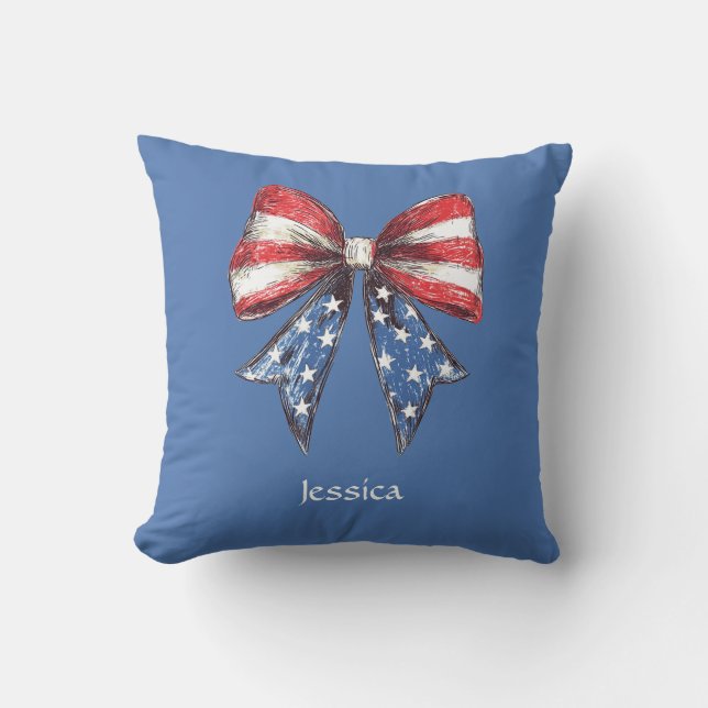Coquette American Bow Personalised Cushion (Front)