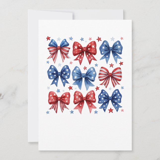 Coquette American Flag Coquette Bow 4th Of July  Invitation (Front)