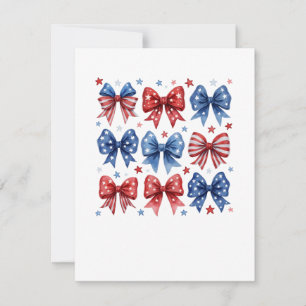 Coquette American Flag Coquette Bow 4th Of July  Thank You Card
