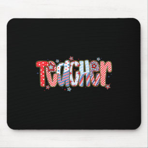 Coquette American Flag Teacher 4th Of July Patriot Mouse Mat