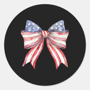 Coquette American Girly 4th Of July American Flag Classic Round Sticker
