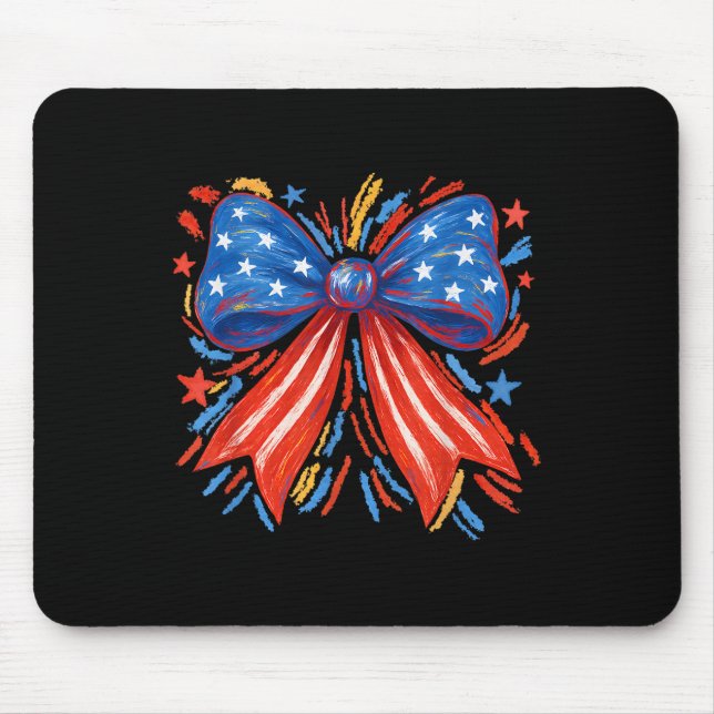 Coquette American Girly 4th Of July American Flag  Mouse Mat (Front)