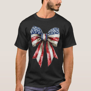 Coquette American Girly 4th Of July American Flag  T-Shirt