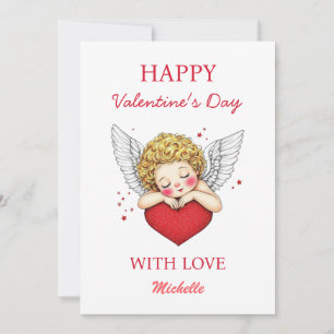 Coquette angel cherub heart Happy Valentine's Day  Holiday Card