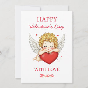Coquette angel cherub heart Happy Valentine's Day  Holiday Card