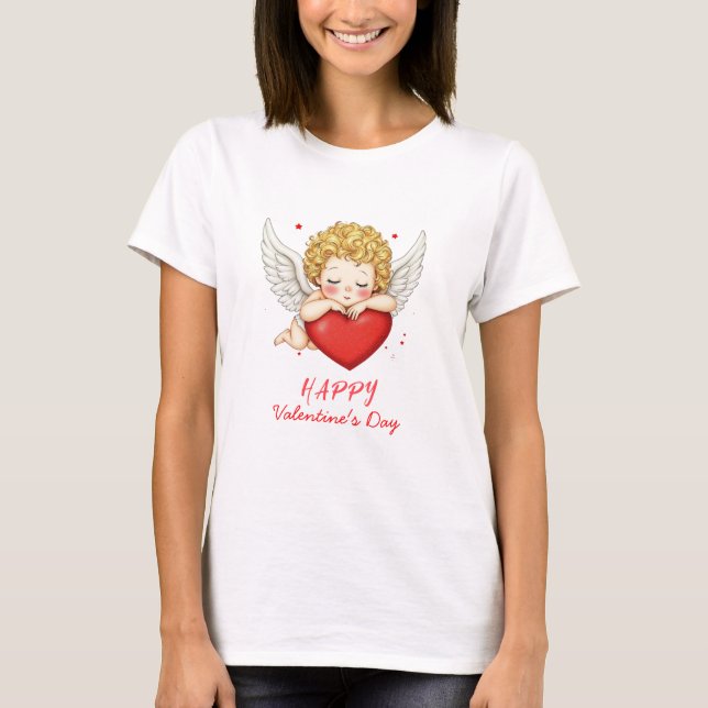 Coquette angel cherub heart  Happy Valentine's Day T-Shirt (Front)