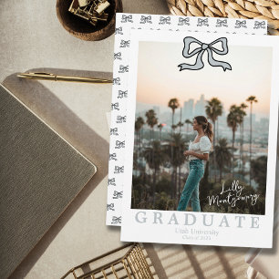 Coquette Baby Blue Photo Graduation Announcement