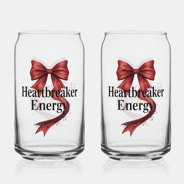 Coquette Baddie Aesthetic with Red Ribbon Can Glass (Front)