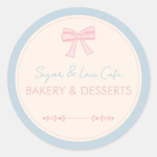 Coquette Bakery Logo Pink Bow Pastel Business Classic Round Sticker