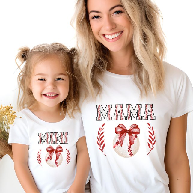 Coquette Baseball Mini Red Bow Custom Back Number Toddler T-Shirt (Coquette Baseball Mini Red Bow Custom Back Number Toddler T-shirt)