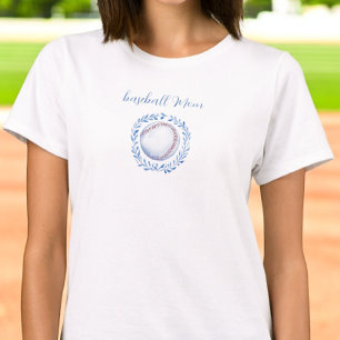 Coquette Baseball Mum  Floral Chinoiserie Wreath T-Shirt