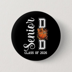Coquette Basketball Bow Senior Dad Cl Of 2026 Grad 6 Cm Round Badge