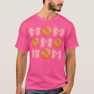 Coquette Basketball Tween Teen Girl Girly Pink Bow T-Shirt