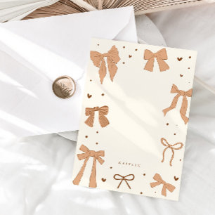 Coquette Beige Bow Ribbon Card