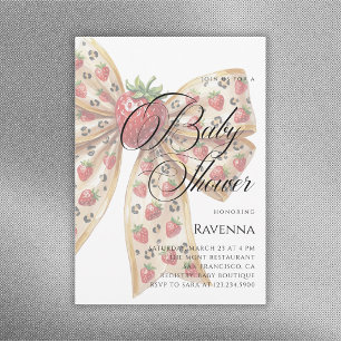 Coquette Berry Bow Simple Template Baby Shower
