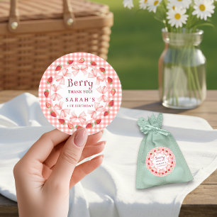 Coquette Berry First Birthday Classic Round Sticker