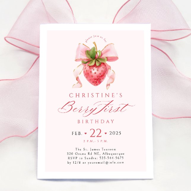 Coquette Berry First Birthday Invitation (Creator Uploaded)