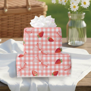 Coquette Berry First Birthday Red Gingham Wrapping Paper