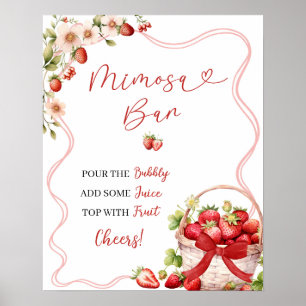 Coquette Berry In Love Bridal Shower Mimosa Poster