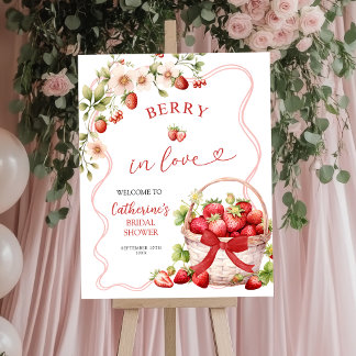 Coquette Berry In Love Bridal Shower Welcome Sign