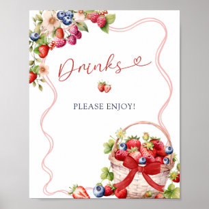 Coquette Berry In Love Drinks Party Sign