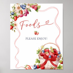 Coquette Berry In Love Food Party Sign